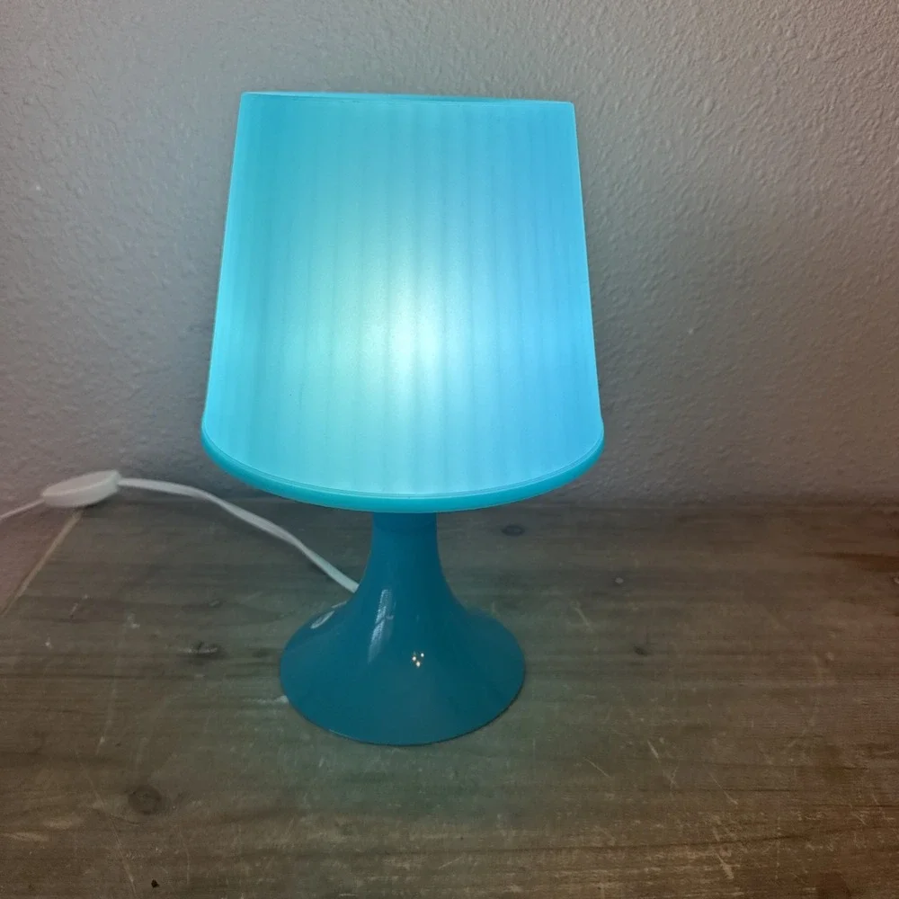 Vintage 1990s IKEA Lampan Turquoise Teal Blue Plastic Table Lamp ~Tested / Works